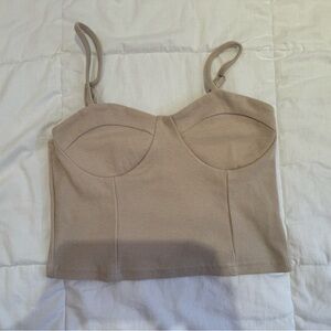 Beige Bustier Cropped Tank